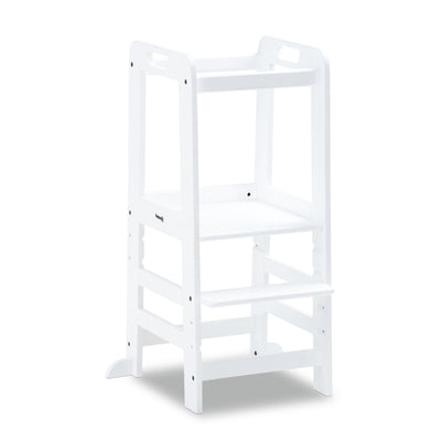 hauck Learn N Explore Montessori Toddler Tower, Wooden Kitchen Stool, White - VMInnovations