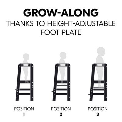 hauck Learn N Explore Montessori Toddler Tower, Wooden Kitchen Stool, Black - VMInnovations