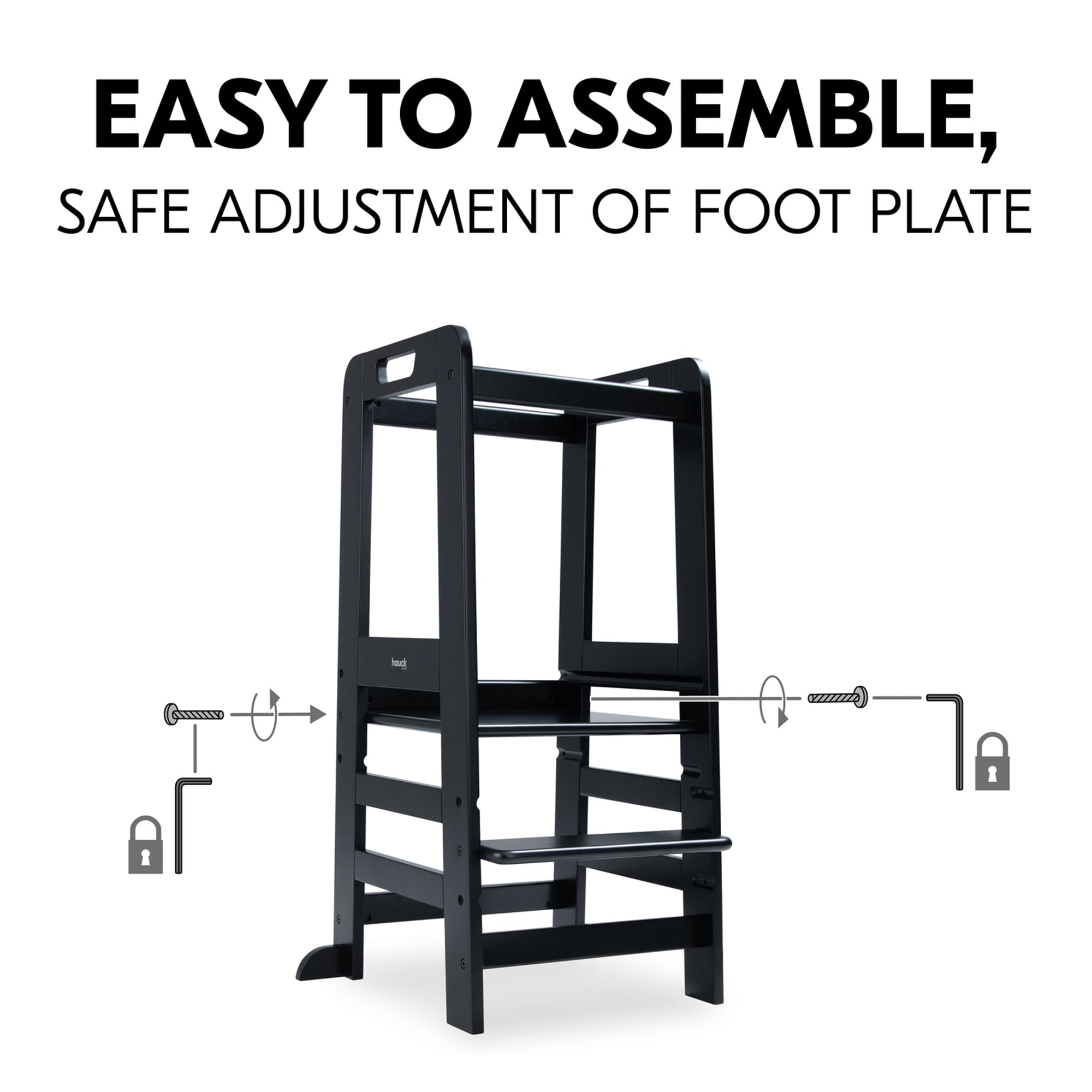 hauck Learn N Explore Montessori Toddler Wooden Kitchen Stool, Black (Open Box)