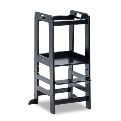 hauck Learn N Explore Montessori Toddler Tower, Wooden Kitchen Stool, Black - VMInnovations