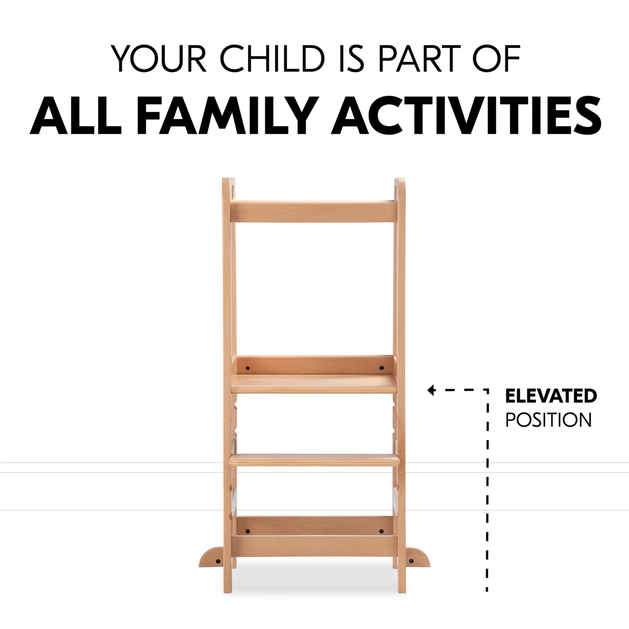 hauck Learn N Explore Montessori Toddler Tower, Wooden Kitchen Stool, Natural - VMInnovations