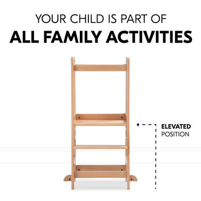hauck Learn N Explore Montessori Toddler Tower, Wooden Kitchen Stool, Natural - VMInnovations