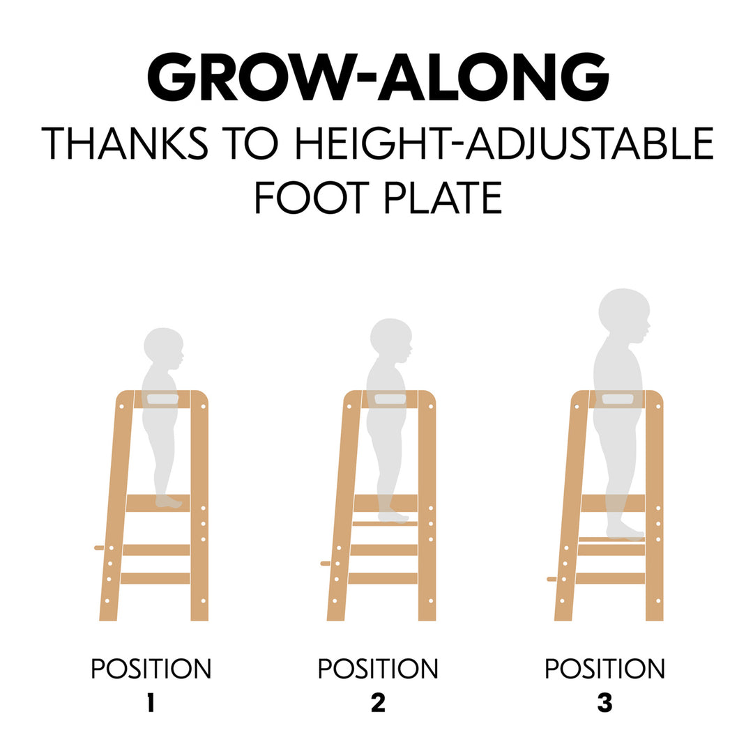 Hauck Learn N Explore Montessori Toddler Tower, Wooden Kitchen Stool, Natural