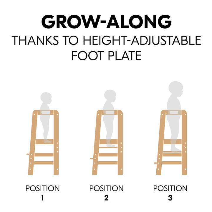 Hauck Learn N Explore Montessori Toddler Tower, Wooden Kitchen Stool, Natural