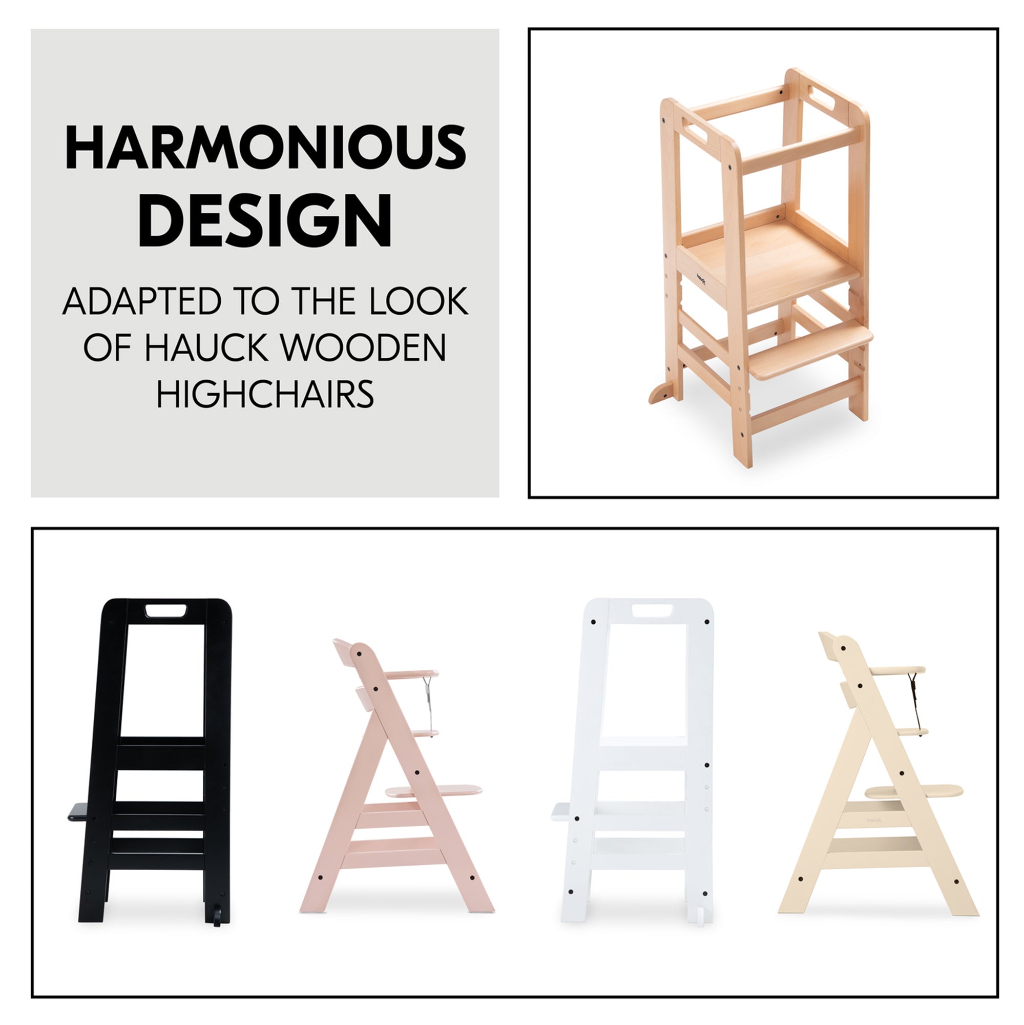 hauck Learn N Explore Montessori Toddler Tower, Wooden Kitchen Stool (Open Box)