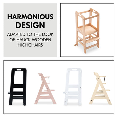 hauck Learn N Explore Montessori Toddler Tower, Wooden Kitchen Stool (Open Box)