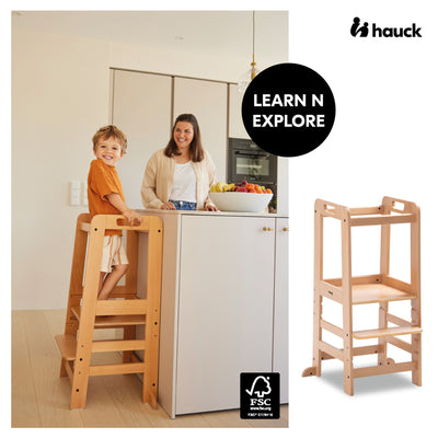 hauck Learn N Explore Montessori Toddler Tower, Wooden Kitchen Stool (Open Box)