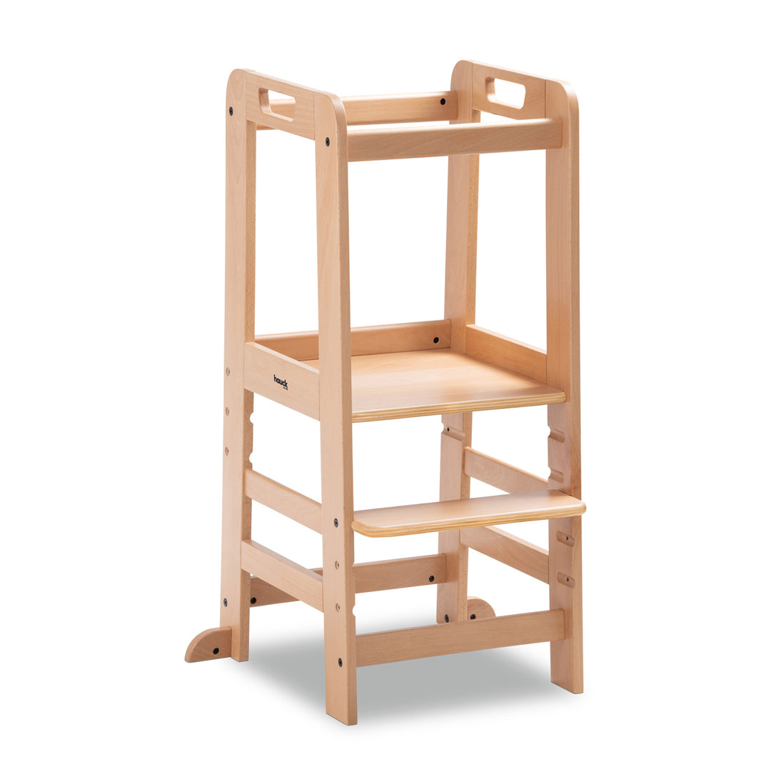 Hauck Learn N Explore Montessori Toddler Tower, Wooden Kitchen Stool, Natural