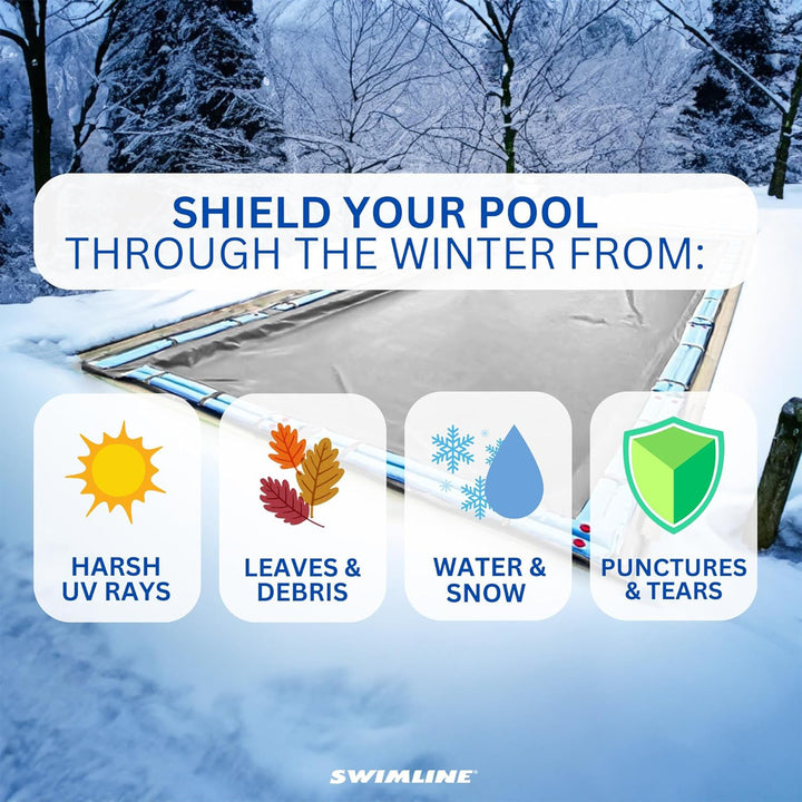 Swimline Hydrotools Silver King Winter Pool Cover for 16 x 32 Ft Inground Pools