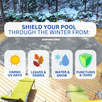 Swimline Hydrotools Silver King Winter Cover for 21x42 Ft Above Ground Pools