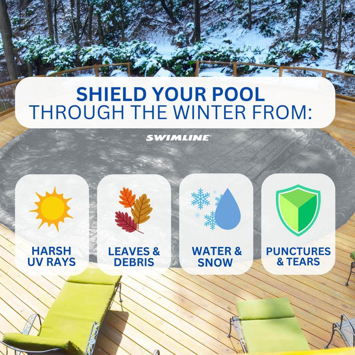 Swimline Hydrotools Silver King Winter Cover for 21x42 Ft Above Ground Pools