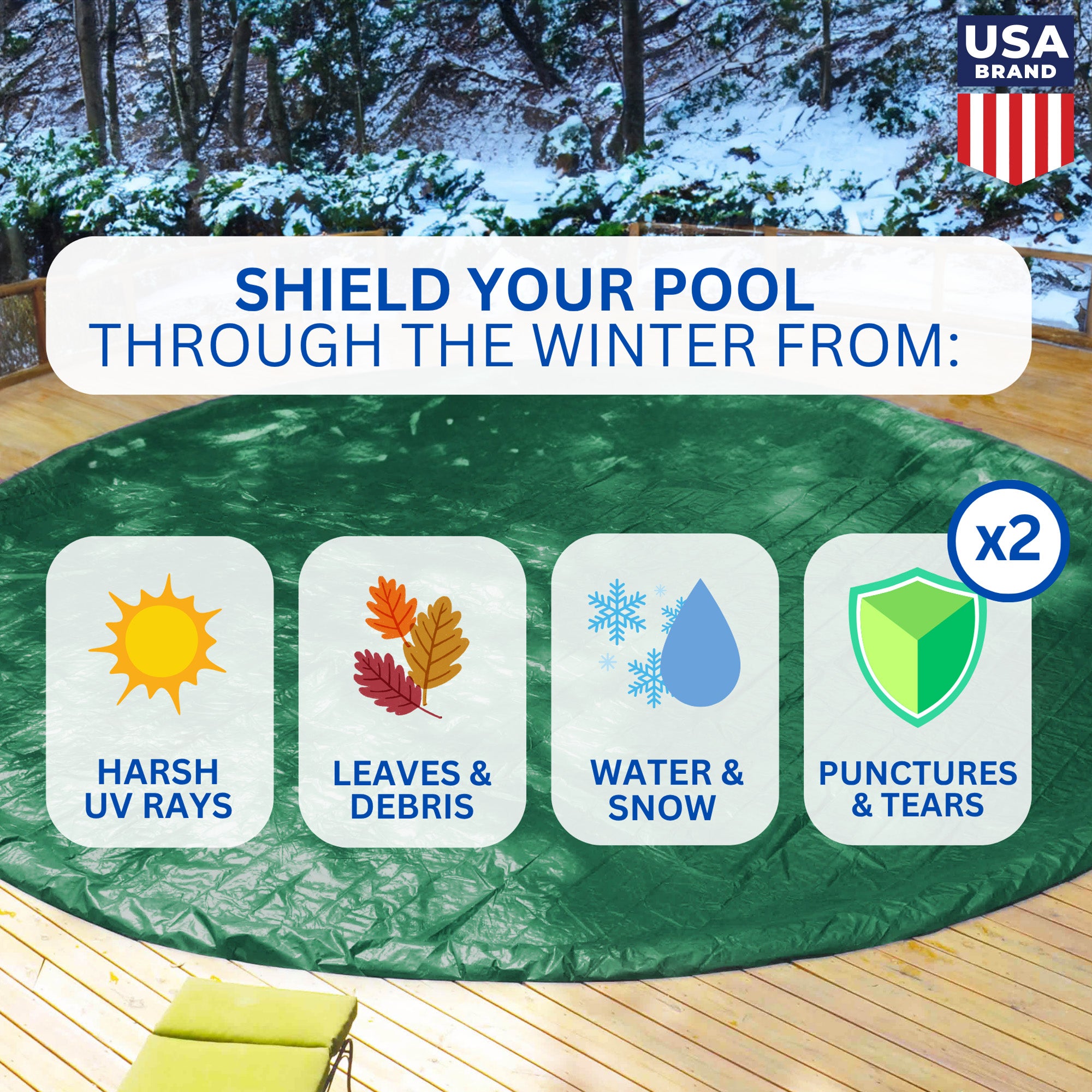 Swimline Hydrotools Ripstopper Winter Pool Cover for 12' Round Above Ground Pool - VMInnovations