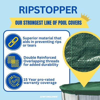 Swimline Hydrotools Ripstopper Winter Pool Cover for 12' Round Above Ground Pool - VMInnovations