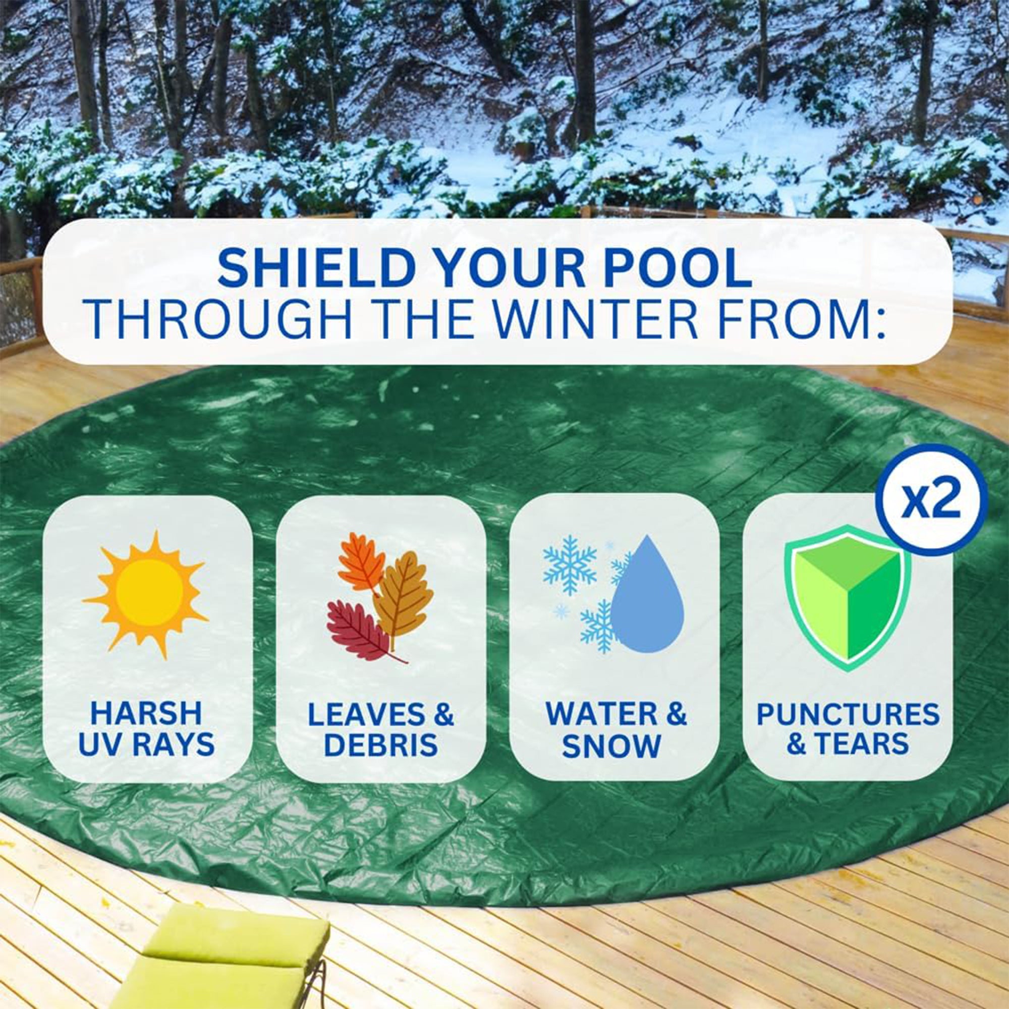 Swimline Hydrotools Ripstopper Winter Pool Cover for 12' Round Above Ground Pool - VMInnovations