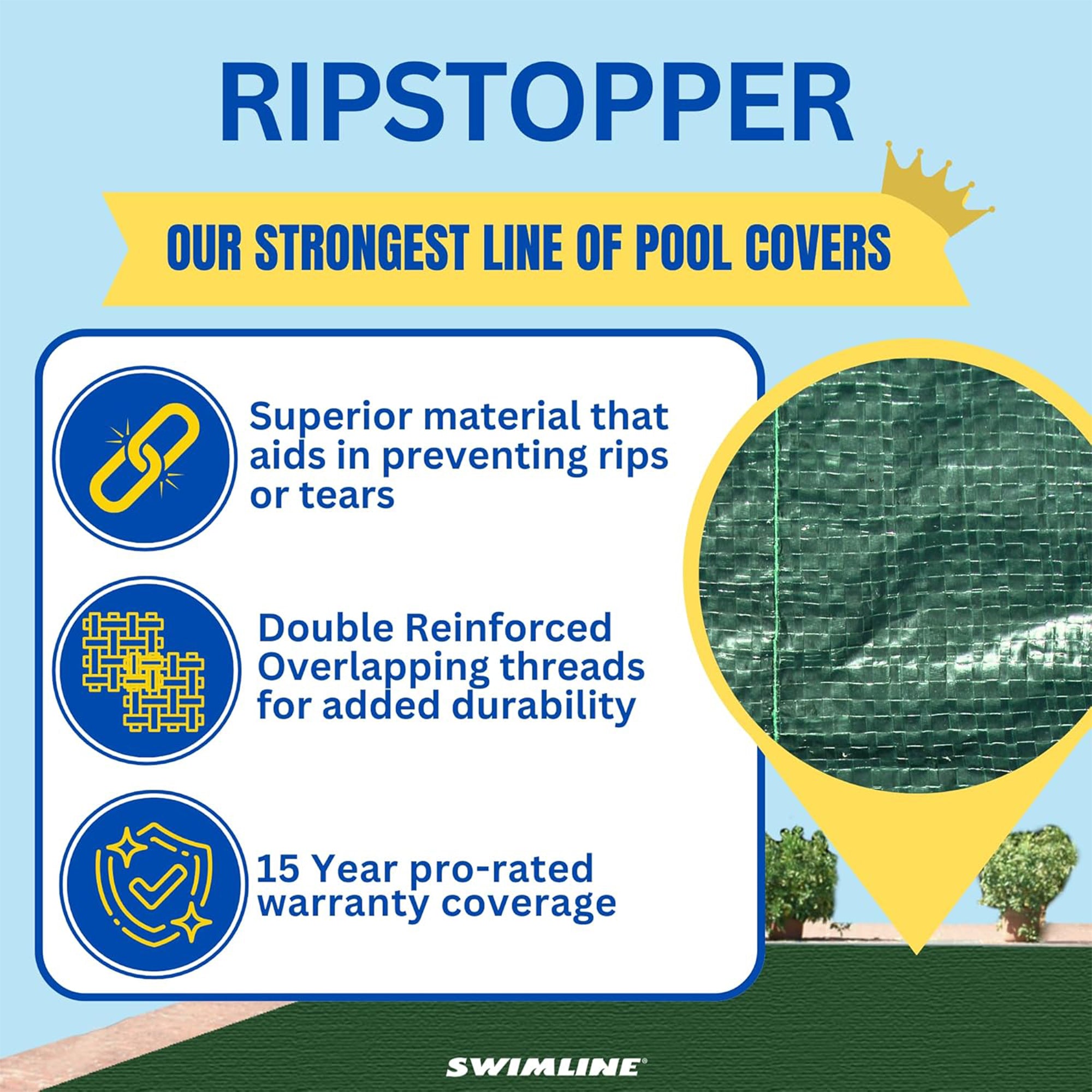 Swimline Hydrotools Ripstopper Winter Pool Cover for 18 x 40 Ft Inground Pools