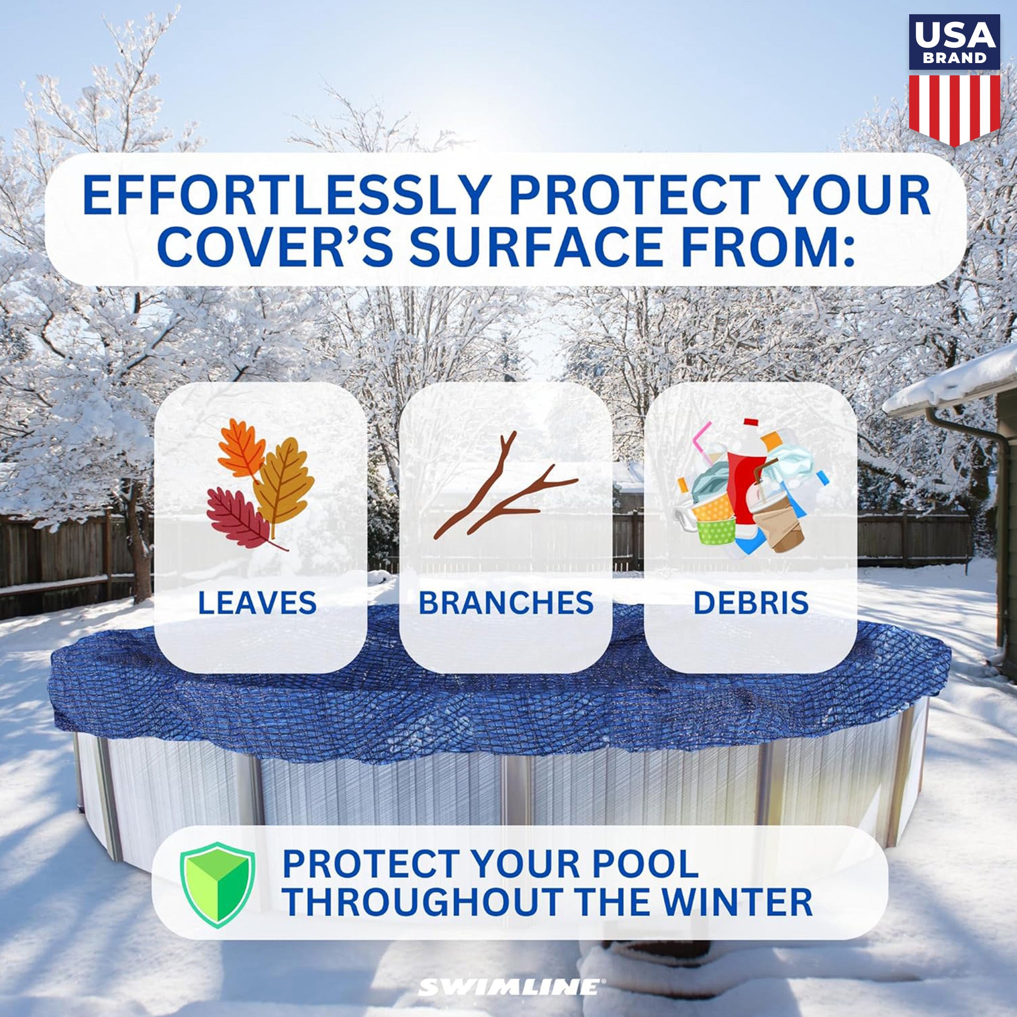 Swimline Hydrotools Leaf Net Winter Pool Cover for 30 Ft Above Ground Pools