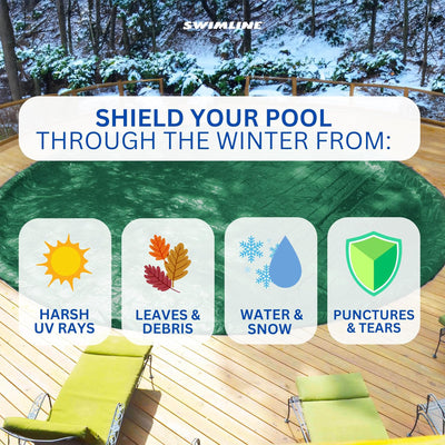 Swimline Hydrotools Supreme Guard Winter Cover for 16x28 Ft Above Ground Pools