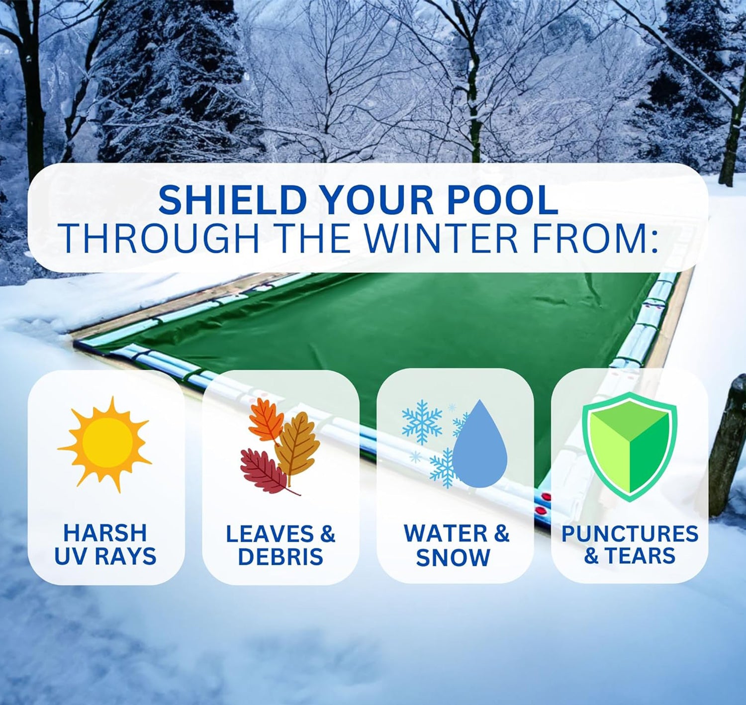 Swimline Hydrotools Supreme Guard Winter Pool Cover for 20x36 Ft Inground Pools - VMInnovations