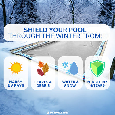 Swimline Hydrotools Silver King Winter Pool Cover for 16 x 40 Ft Inground Pools - VMInnovations