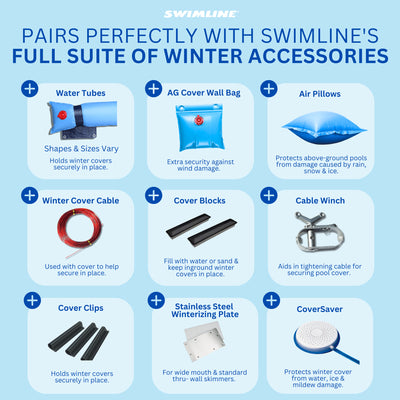 Swimline Hydrotools Silver King Winter Pool Cover for 16 x 40 Ft Inground Pools - VMInnovations