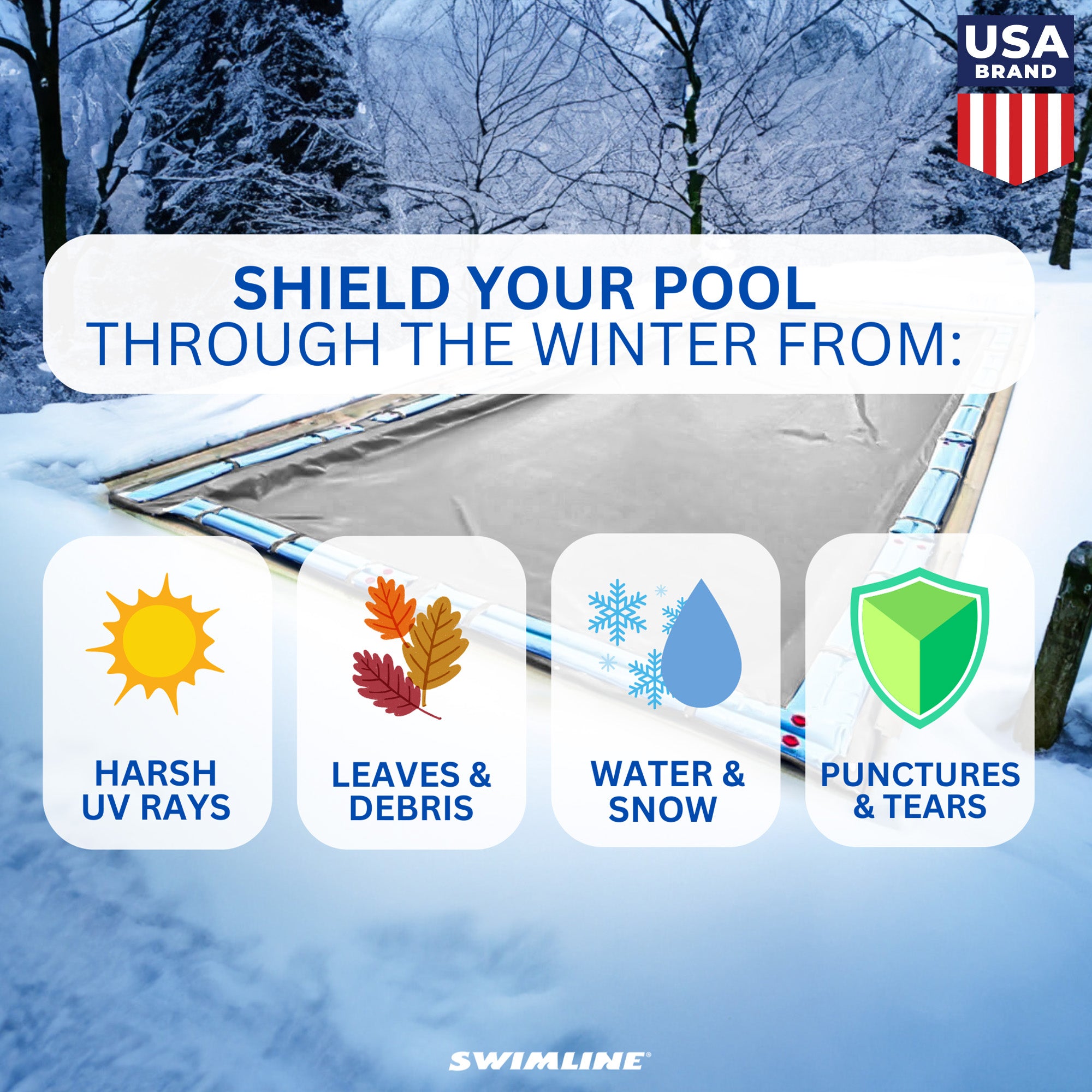 Swimline Hydrotools Silver King Winter Pool Cover for 14 x 28 Ft Inground Pools