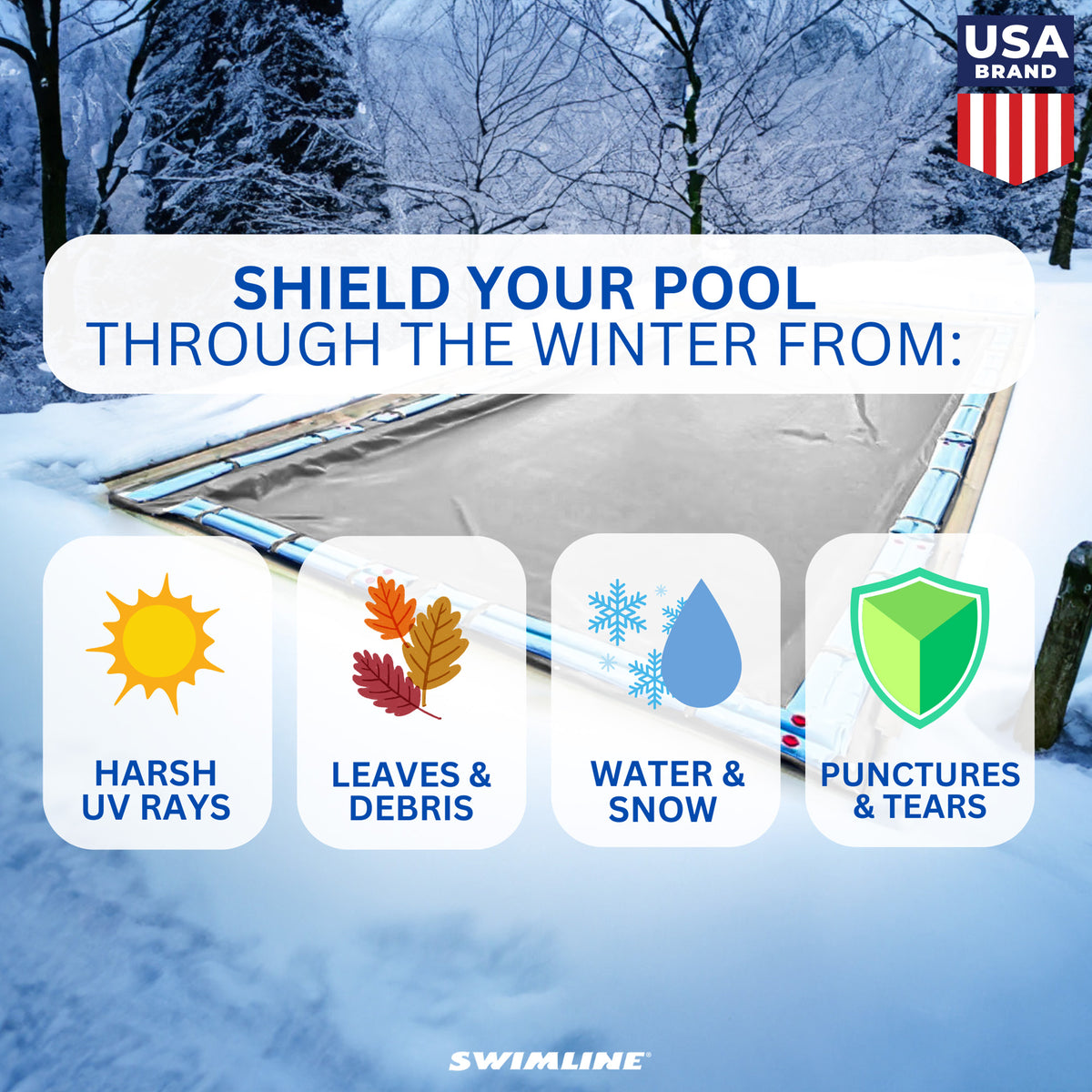 Swimline Hydrotools Silver King Winter Pool Cover for 16 x 24 Ft Inground Pools