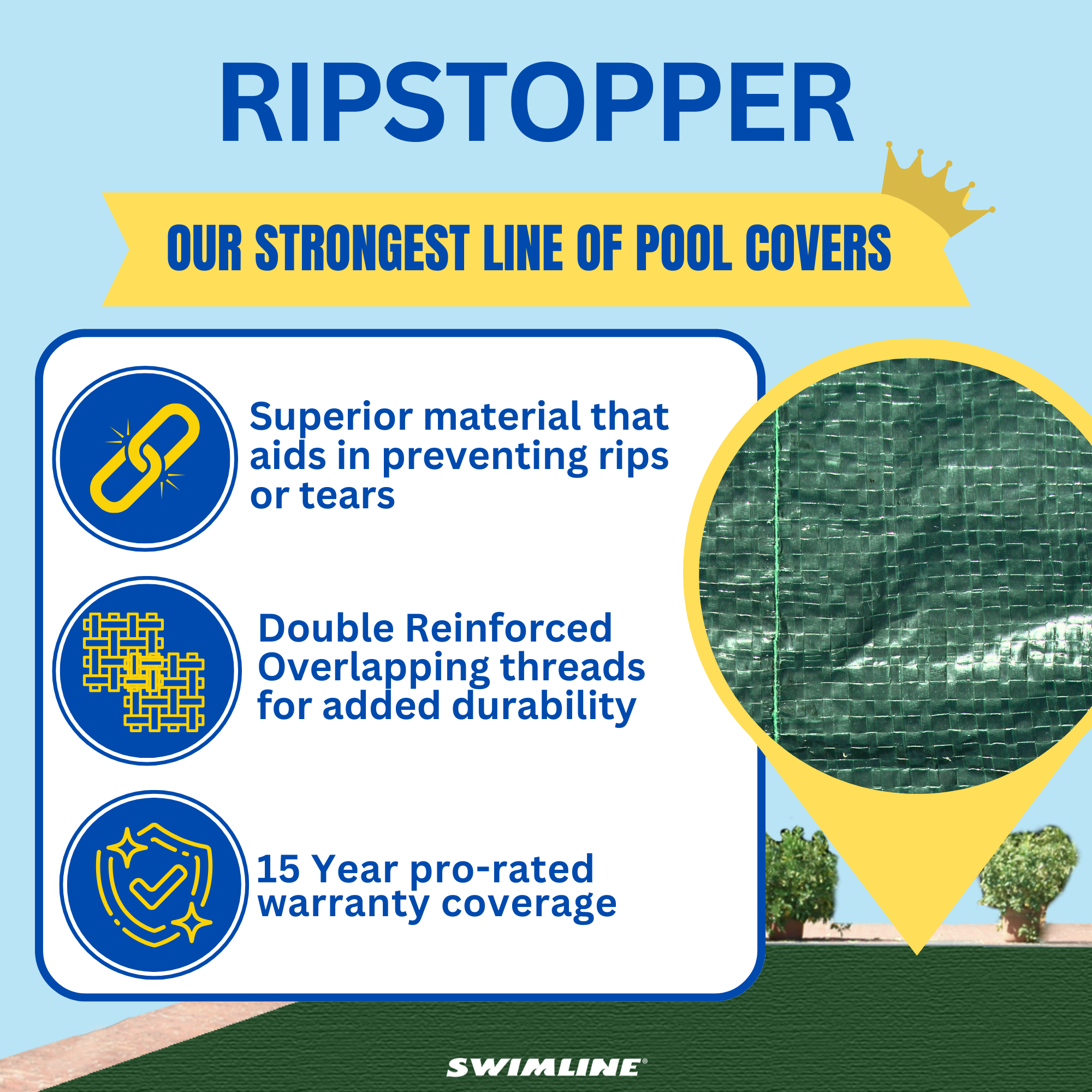 Swimline Hydrotools Ripstopper Winter Pool Cover for 20 x 45 Ft Inground Pools - Thumbnail 4