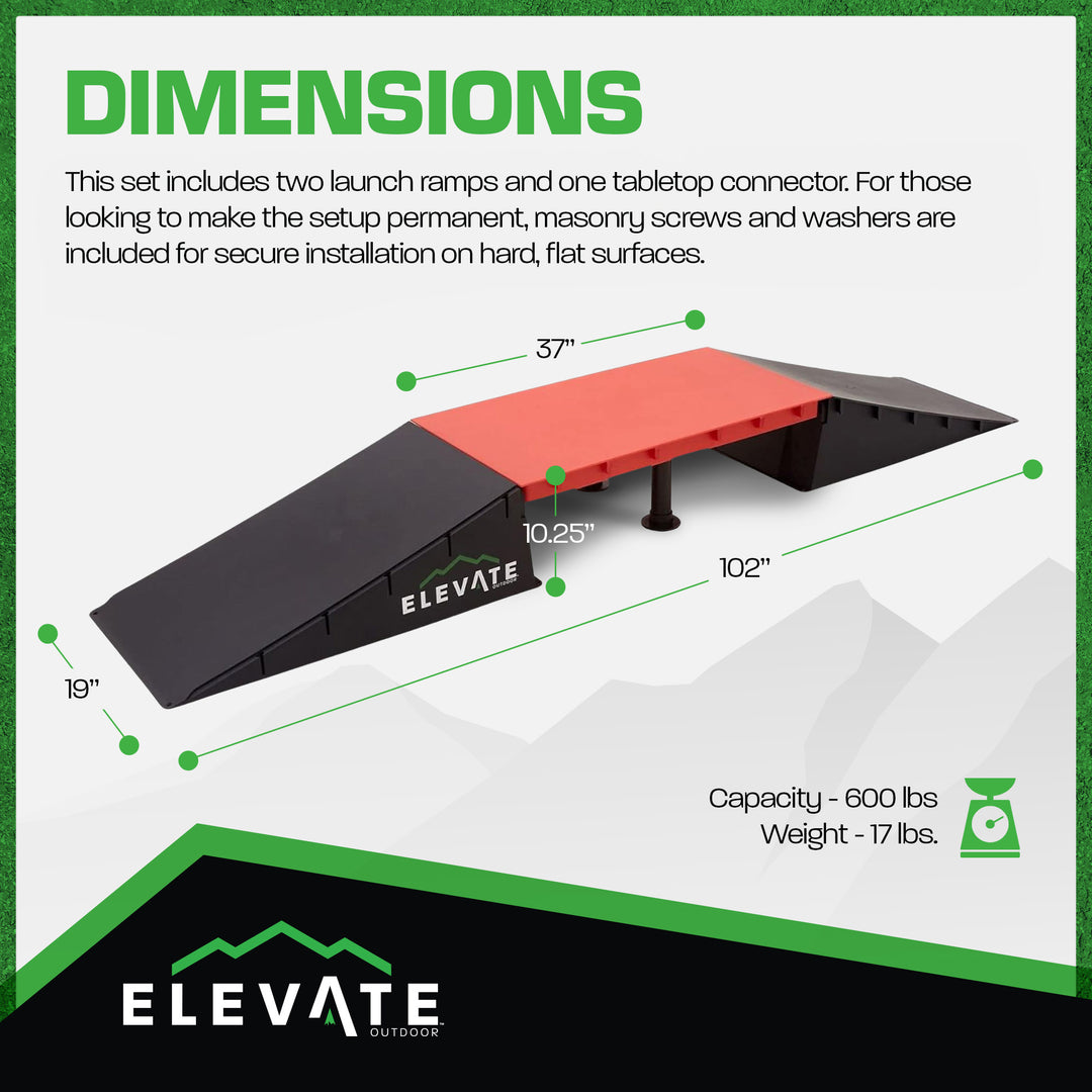 Elevate Outdoor EZ-Link Skateboard Ramp 3-Piece Set with 3 Setup Options, Orange