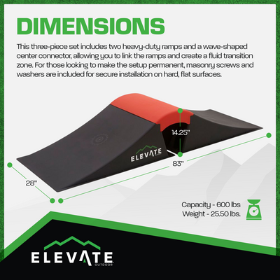 Elevate Outdoor Wave Skateboard Ramp 3-Piece Set with 3 Setup Options (Open Box)