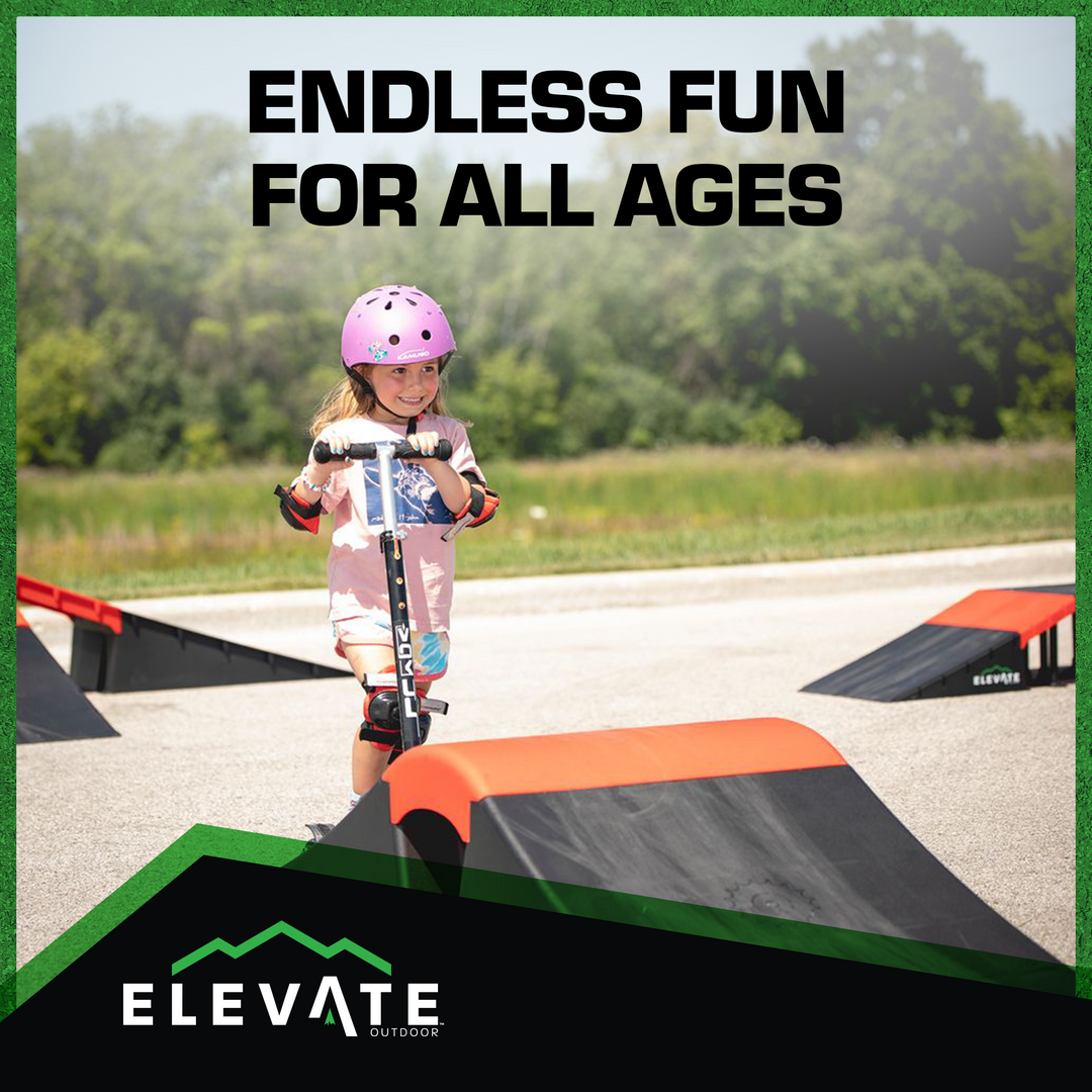 Elevate Outdoor Wave Skateboard Ramp 3-Piece Set with 3 Setup Options, Orange