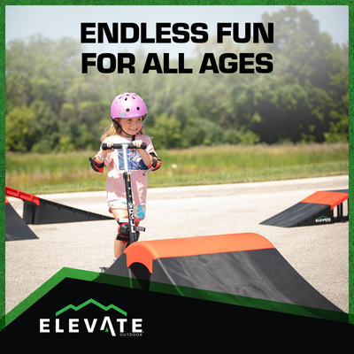 Elevate Outdoor Wave Skateboard Ramp 3-Piece Set with 3 Setup Options (Open Box)