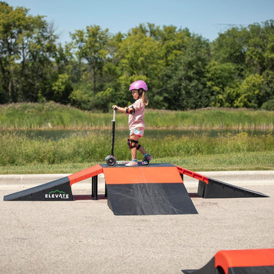 Elevate Jumbo Skateboard Ramp 9pc Set w/EZ-Link Setup, Orange (For Parts) - VMInnovations