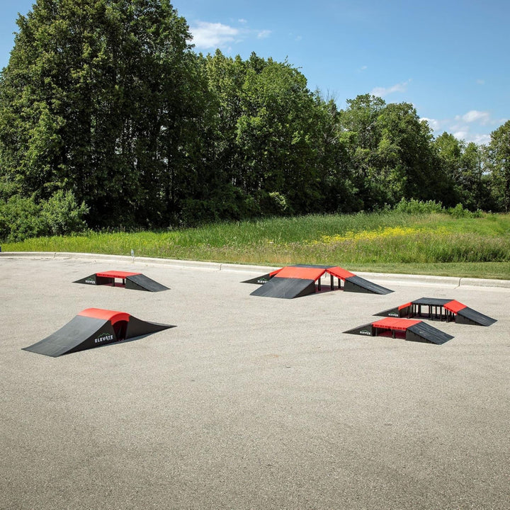 Elevate Outdoor Jumbo Skateboard Ramp 9-Piece Set with EZ-Link Setup, Orange