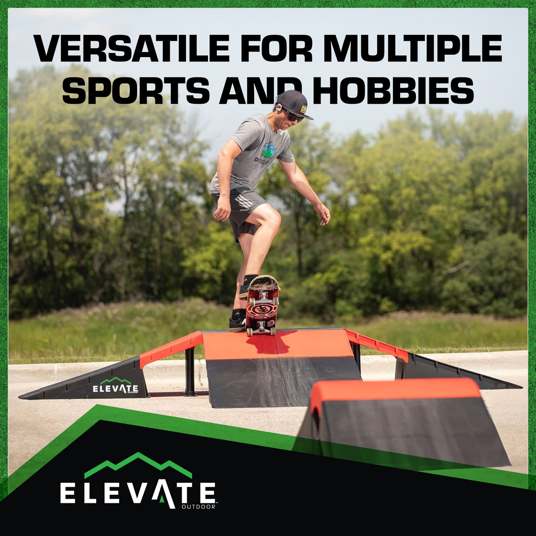 Elevate Outdoor Jumbo Skateboard Ramp 9-Piece Set with EZ-Link Setup, Orange