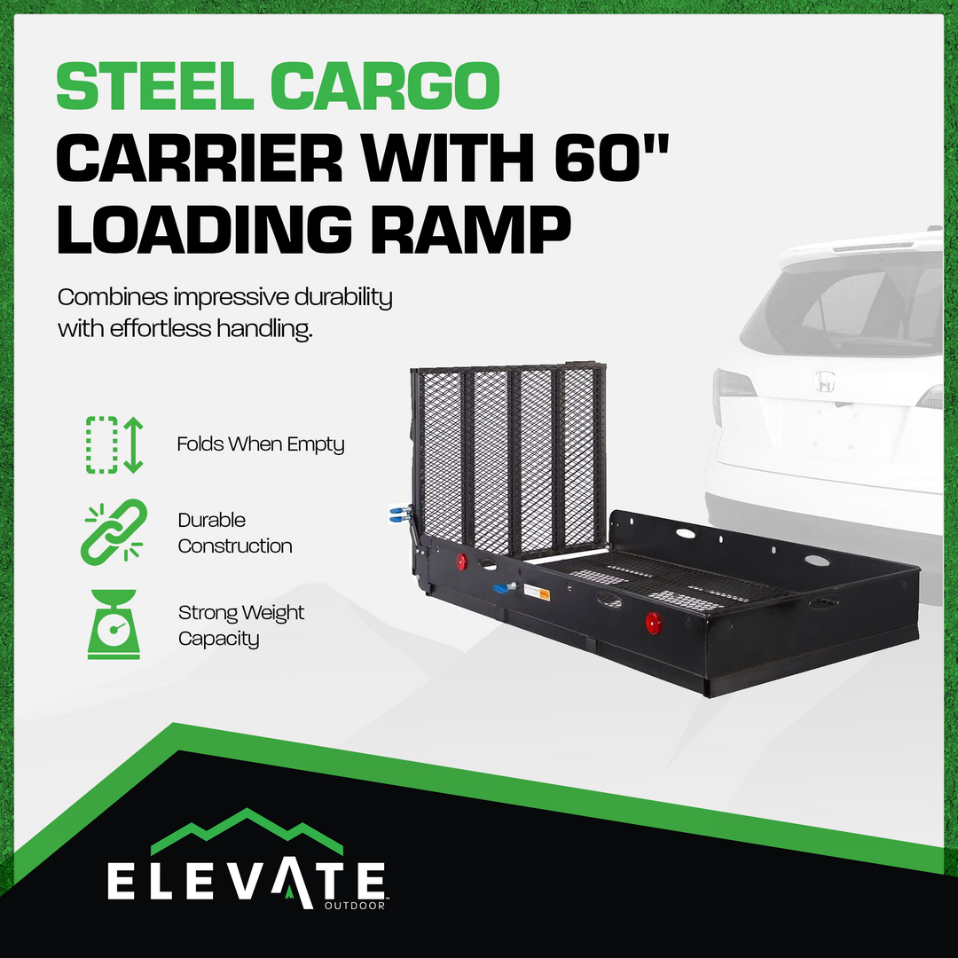 Elevate Outdoor Aluminum Tray Premium Cargo Carrier with 60-Inch Loading Ramp