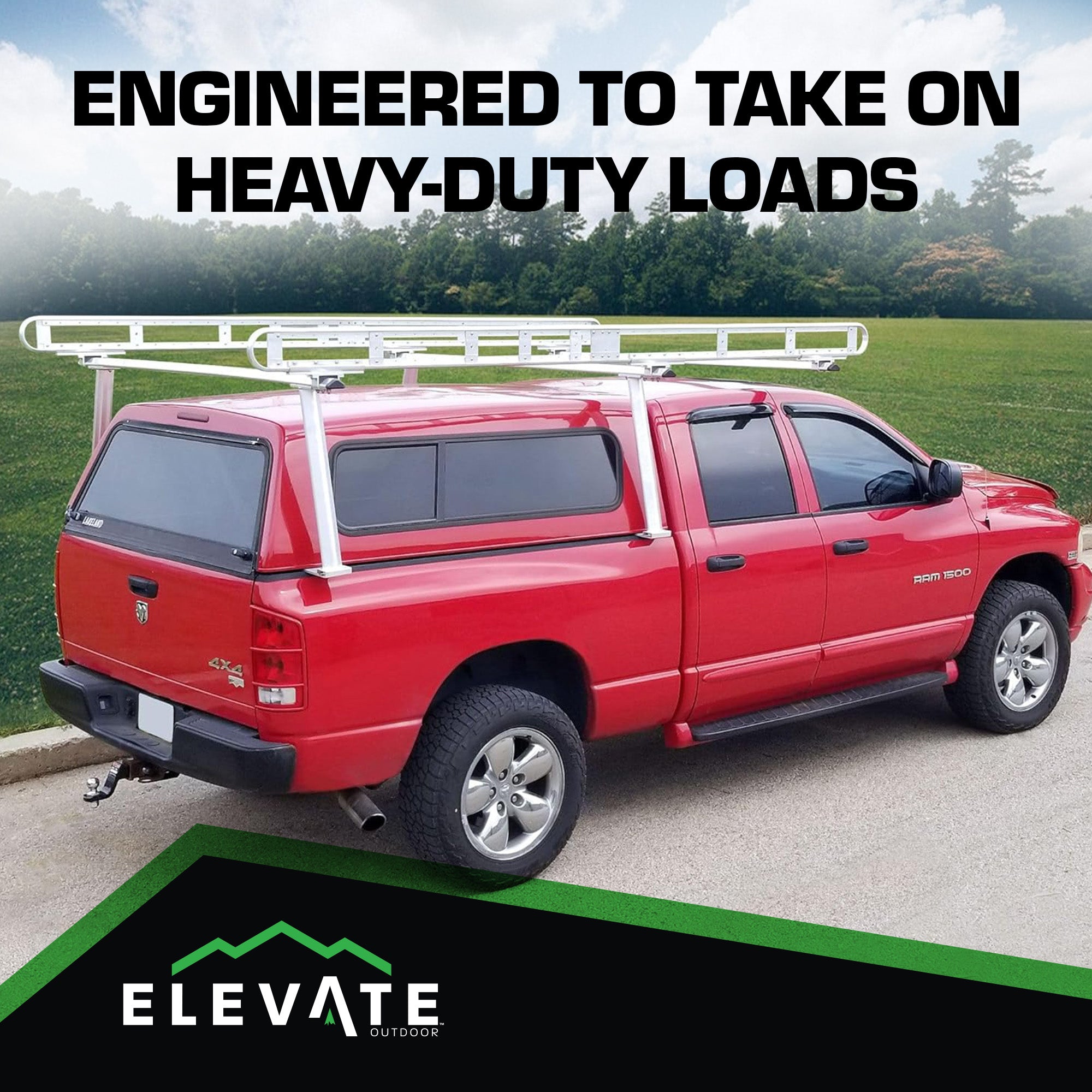 Elevate Outdoor Adjustable Universal Aluminum Pickup Truck Cap Rack for Beds