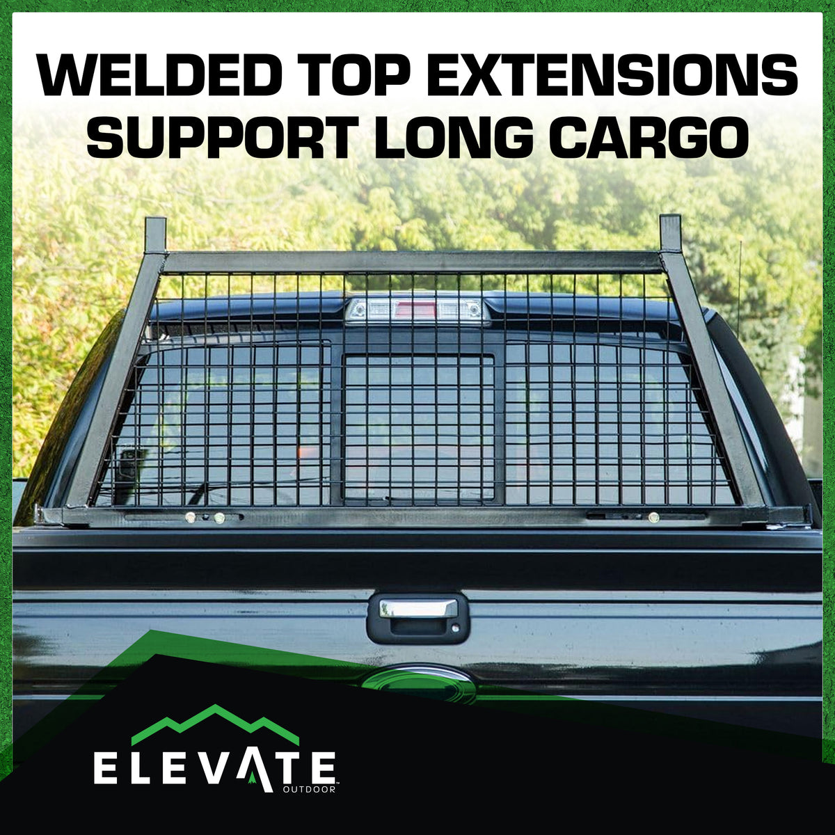 Elevate Outdoor Steel Mesh Adjustable Headache Rack with Wire Screen, Black