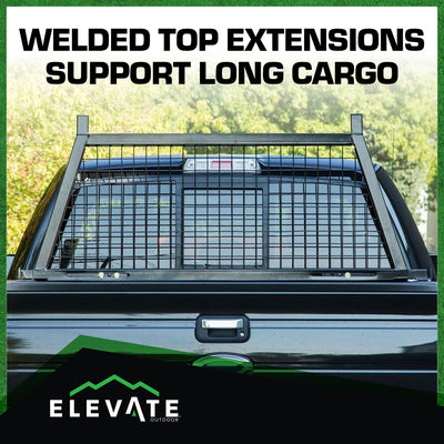 Elevate Outdoor Steel Mesh Adjustable Headache Rack with Wire Screen, Black