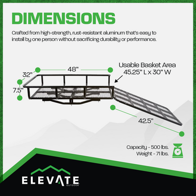 Elevate Outdoor Aluminum Tray Premium Cargo Carrier with 42.5-Inch Loading Ramp