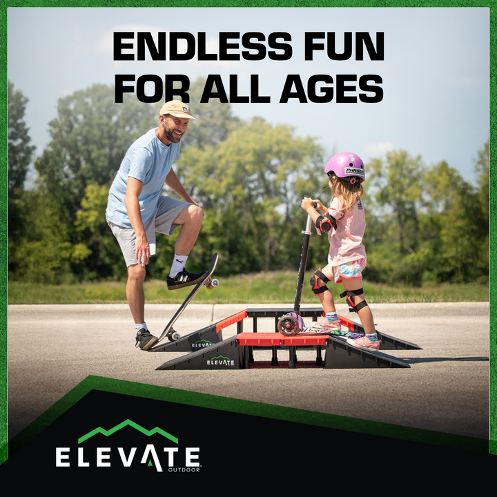 Elevate Outdoor Mini Skateboard Ramp 6-Piece Set with EZ-Link Setup, Orange - VMInnovations