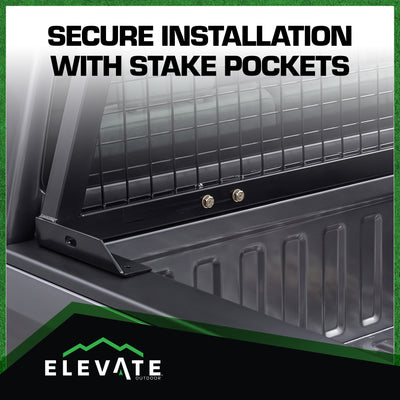 Elevate Outdoor Steel Mesh Adjustable Headache Rack with Wire Screen, Black