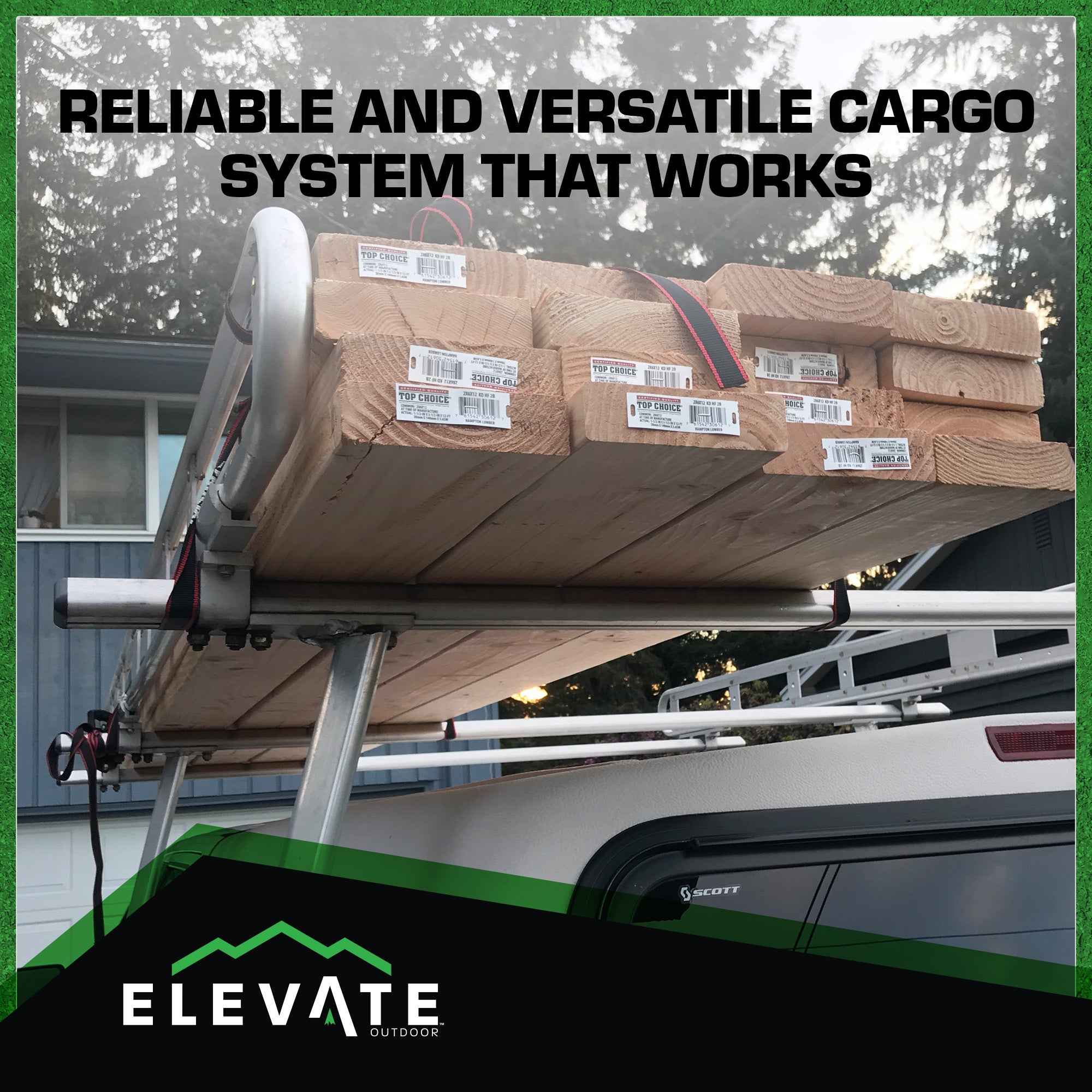 Elevate Outdoor Adjustable Universal Aluminum Pickup Truck Cap Rack (Open Box)