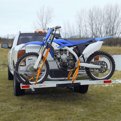 Black Widow Dirt Bike Carrier w/Wheel Chock and 400lb Capacity, Silver(Open Box) - VMInnovations