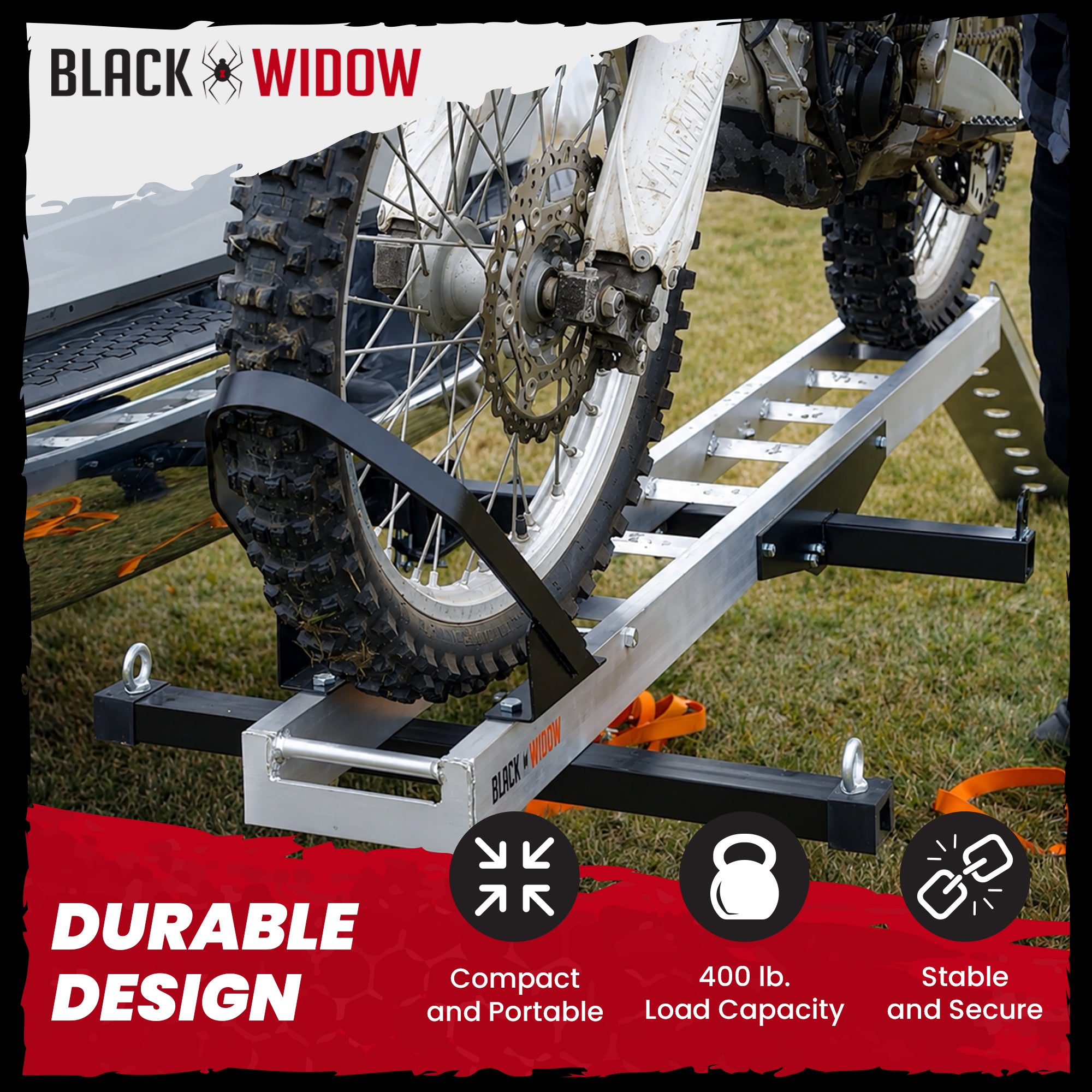 Black Widow Dirt Bike Carrier w/Wheel Chock & 400lbs Capacity  (For Parts) - VMInnovations