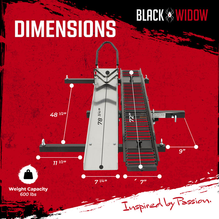 Black Widow Heavy Duty Hitch Mount Motorcycle Carrier Steel Track&Ramp(Open Box)