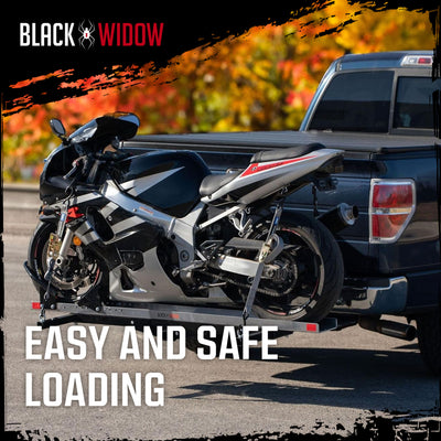 Black Widow Heavy Duty Hitch Mount Motorcycle Carrier Steel Track&Ramp(Open Box) - VMInnovations