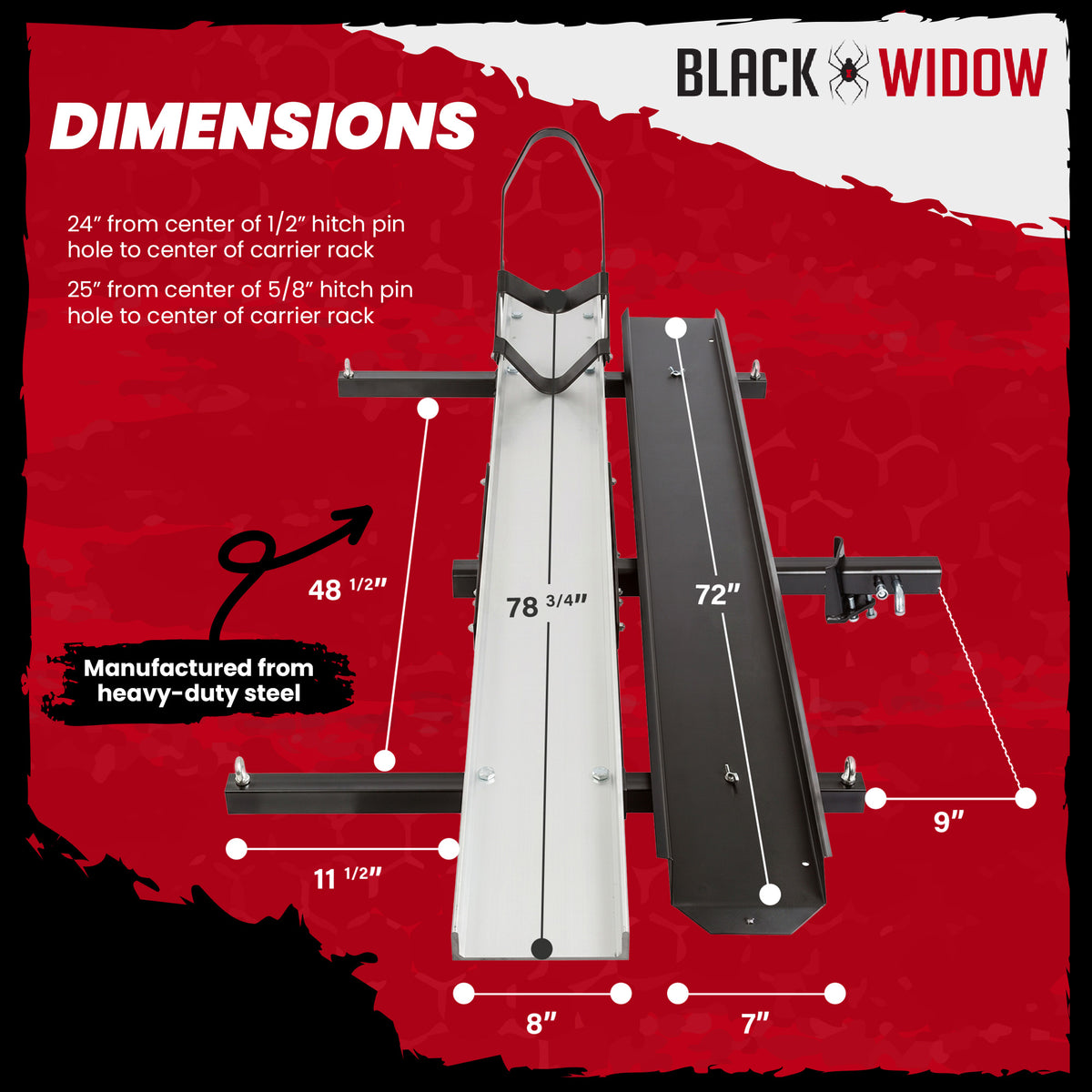 Black Widow Heavy Duty Hitch Mount Motorcycle Carrier, Steel Track & Ramp (Used) - VMInnovations