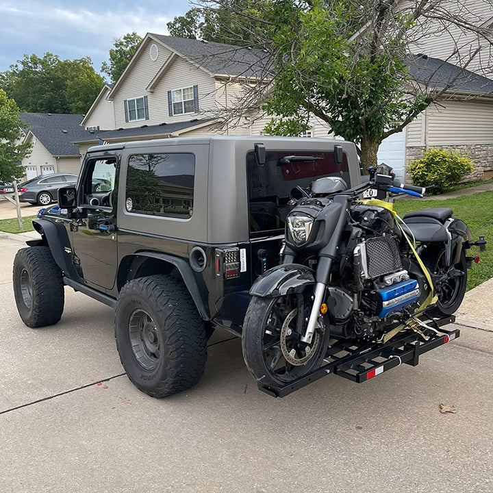 Black Widow Folding Motorcycle Ramp Arched Plate, Dual Runner, Silver (Open Box)