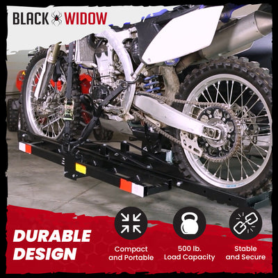 Black Widow Motorcycle Bike Carrier with Ramp for 2" Hitch, 500 Pound Capacity - VMInnovations