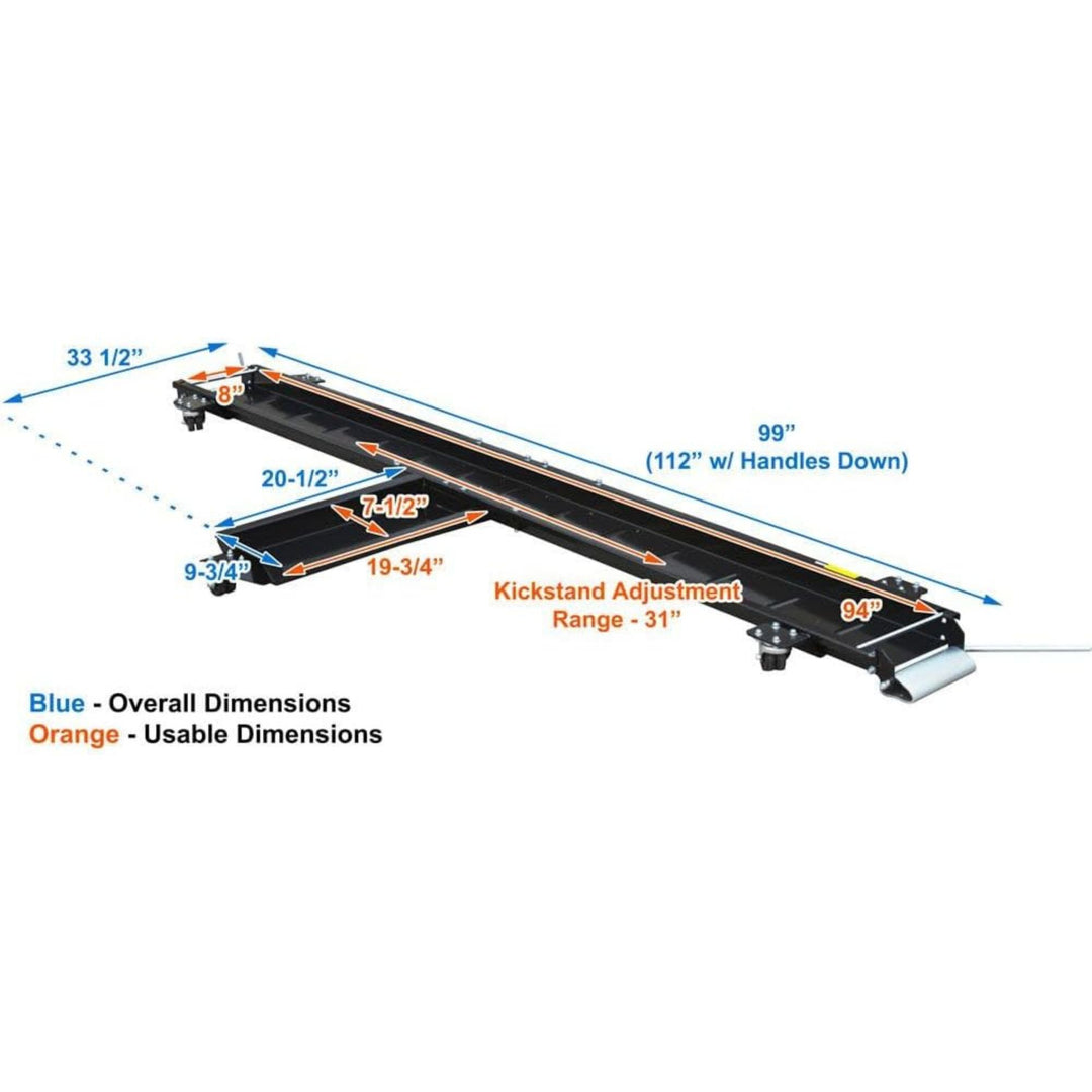 Black Widow Heavy Duty Motorcycle Dolly and Cruiser Garage Storage Ramp, Black